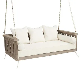 Ballard Designs Sunday Porch Swing with Cushions - Graywash - Ballard Designs