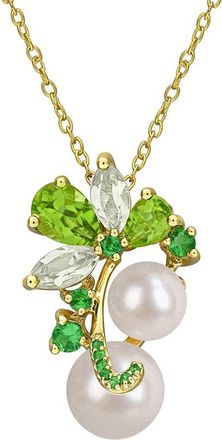 Rina Limor Gold-Plated Silver 2.26 Ct. Tw. Gemstone & 8-9Mm Pearl Pendant
