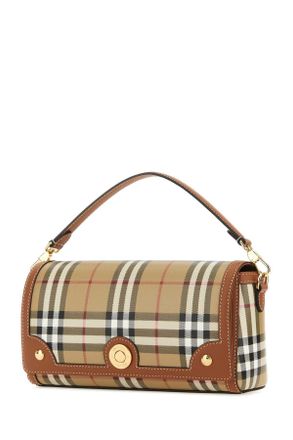 Burberry Womens Printed Canvas And Leather Note Handbag Vntgchkbriarbrown Polyurethane Polyester Cotton Borse A Mano