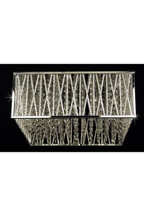 Netlighting Melenki 4 Light Polished Chrome Crystal Flush Ceiling Light in Grey