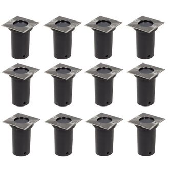 Berkfield Home Outdoor Ground Lights 12 pcs Square in Silver