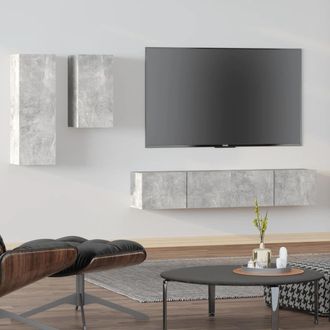 Berkfield Home 4 Piece TV Cabinet Set Concrete Grey Engineered Wood