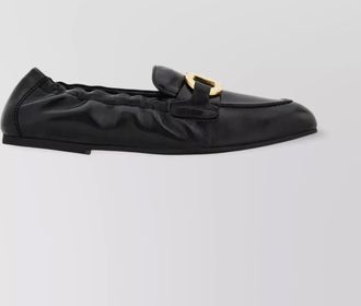 Ferragamo gancini leather loafers with round toe