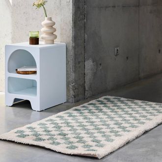 Sweeek Light Blue & Cream Checkerboard Interior Rug | Size: 160 cm x 230 cm