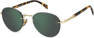 Eyewear by David Beckham Goud Havana Groen Gespiegelde Zonnebril - Heren - Zonnebrillen - Geel - 51 MM - Accessoires