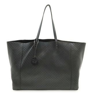 Bottega Veneta Intrecciomirage Black Leather Shoulder Bag Tote Bag (Pre-Owned)