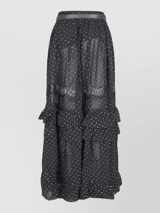 Self Portrait chiffon lace maxi skirt metallic fil coupe