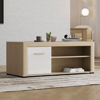 Dmora Mesa De Centro Pettor, Con Patas, 3 Compartimentos, Forma Rectangular, 121x55x49h Cm Roble Marr&oacute;n