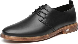 Generic Dress Oxford Shoes for Men Lace Up Round Toe Derby Shoes Leather Anti-Slip Block Heel Rubber Sole Low Top Prom(Black and Yellow Sole,5.5 UK)