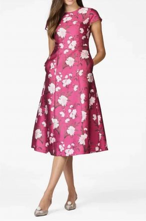 Sachin & Babi Jackie Floral Print Satin Cocktail Dress In Rhodolite English Rose