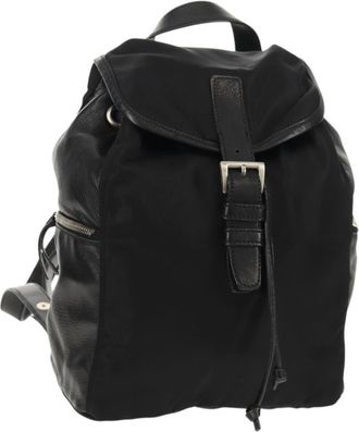 Prada Buckle Backpack Quilted Tessuto Black Nylon Backpack Bag (Pre-Owned)