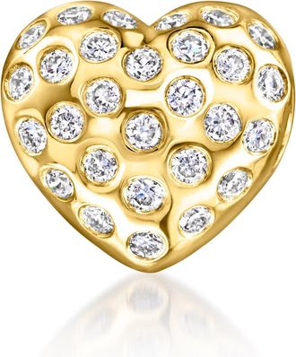Ross-Simons Lab-Grown Diamond Puffy Heart Bead Charm in 18kt Gold Over Sterling