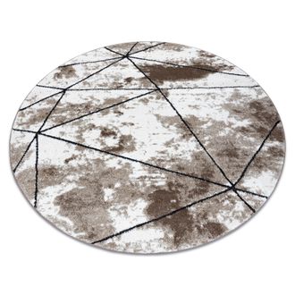 RugsX Alfombra Moderna Cozy Polygons Circulo, Geom&eacute;trico, Triangulos - Structural Dos Niveles De Vell&oacute;n Marr&oacute;n Brown Circulo 100 Cm
