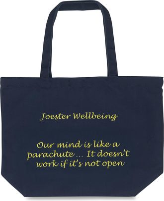 Generic Joester Wellbeing - Cotton/Canvas Tote Bag. (Quote 4: Our mind is like a parachute.. It doesnt work if its not open, Midnight Blue)