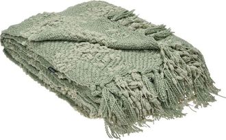 Beliani Manta De Tela Tejida Colcha Con Borlas Cubrecama Dormitorio 150 X 200 Cm Verde Vella