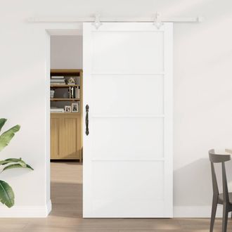Berkfield Home Sliding Door with Hardware Set White 93x202 cm Solid Wood Pine