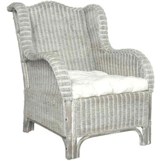 vidaXL Vidaxl - Poltrona con Cuscino Grigio in Rattan Naturale e Lino