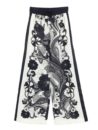 Alemais floral-print linen trousers - Neutrals