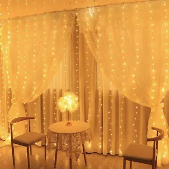 OEM Adecuado Cortina Luces Cadena Usb 2x2m 200led Cadena Luces, 10 Ganchos Cortina Luz Ventana Dormitorio Fiesta C&aacute;lido) [clase Energ&eacute;tica E], Blanco