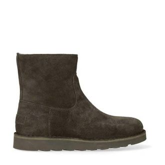 Shabbies Amsterdam Palissa Mia Zip gevoerde su&egrave;de enkelboots donkerbruin