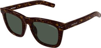 Montblanc MB0226S001 Square Full Rim Tortoiseshell Sunglasses - Brown