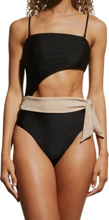Ramy Brook Gigi Colorblock Side Cut-Out Swimsuit In Black