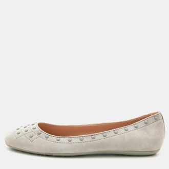 Tod's Tods Grey Suede Ballet Flats