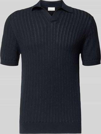 Profuomo Slim Fit Poloshirt aus Baumwoll-Leinen-Mix in Marine, Gr&ouml;&szlig;e XL