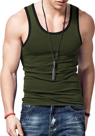 Generic Men Slim Fit Running Muscle Tank Top - Sleeveless String Undershirt Moisture Wicking Fitness Athletic Tank Top Training Bodybuilding Vests Stretch Mus