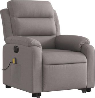 vidaXL Vidaxl - Sill&oacute;n De Masaje El&eacute;ctrico Reclinable Elevable Tela Taup&eacute;