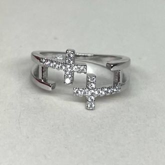 White Label Womens Cross Ring In Silver