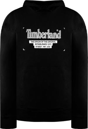 Timberland Logo Mens Black Hoodie Cotton - Size X-Large