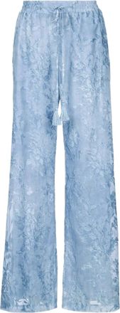 Ermanno Scervino Floral-Patterned Sheer Trousers With Wide Leg Silhouette