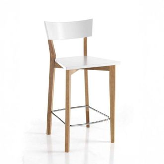 Oresteluchetta Set 2 sgabelli legno massello bianco rovere alto cucina Allen