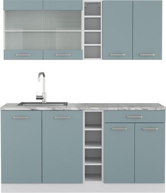 Vicco Cocina Para Solteros R-line, Gris Azulado, 160 Cm, Et M&aacute;rmol