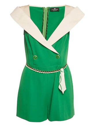 Elisabetta Franchi off-shoulder belted playsuit - Green