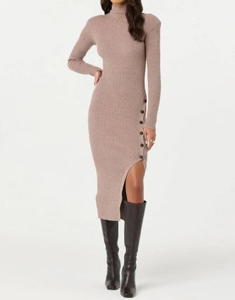 Astr Soryn Sweater Midi Dress In Taupe