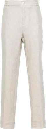 Etro Taupe Broek - Heren - Straight fit broeken - Beige - M - Linnen - Broeken