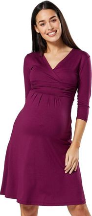 Happy Mama Womens Maternity Casual Dress Knee Length 282p (Plum, UK 14, XL)