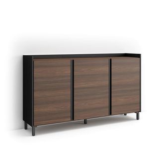 Skraut Home Aparador efecto madera roble oscuro y negro 156x35x91cm con patas