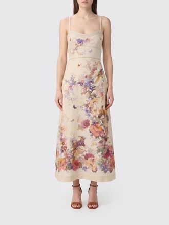 Zimmermann Abito Alchemy midi in lino con stampa floreale