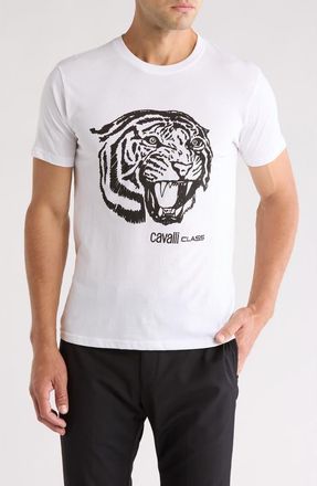 Cavalli Stretch Cotton Graphic T-Shirt in White at Nordstrom Rack, Size Medium