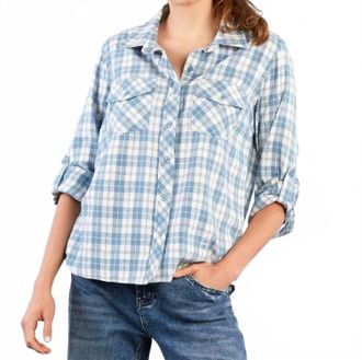 BILLY T Over The Moon Flannel Shirt In Blue Combo Plaid