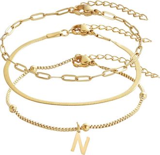 Adornia Set of 3 Tarnish Resistant 18K Gold Plated Chain Bracelets in Gold-N at Nordstrom Rack