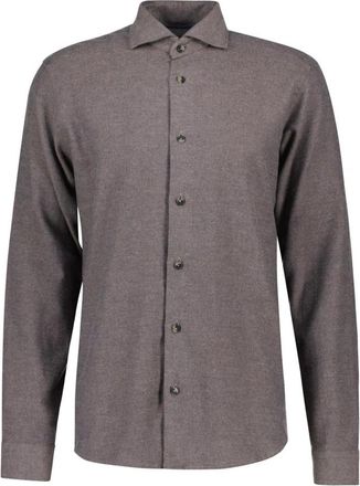Eton Flanellen overhemd - Heren - Casual Overhemden - Bruin - L - Katoen - Overhemden
