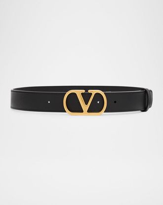 Valentino Garavani VLogo Signature Leather Belt, 30mm
