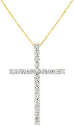 House of Brilliance 10K Yellow Gold Plated Silver 4.0 Cttw Diamond Cross Pendant Necklace at Nordstrom