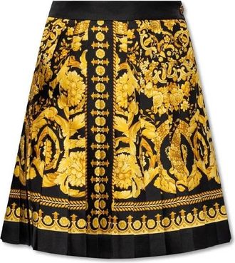 Versace Barocco Print High-Waisted Silk Skirt, Brand Size 40 ( US Size 4 )