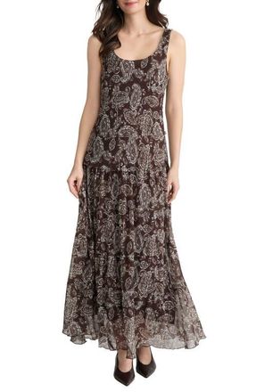 Jones New York Paisley Print Chiffon Maxi Dress in Fudge/White Sand Multi at Nordstrom, Size X-Small P