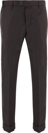 Jacob Cohen Dark Brown Tailored Cuffed Stretch Wool Formal Pants